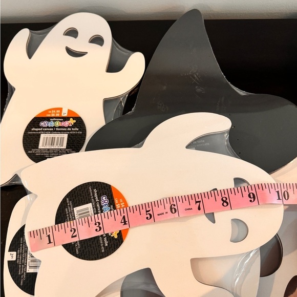 Halloween 🎃 Art Canvas Painting Ghost Witch’s Hat and Skull - Picture 3 of 4